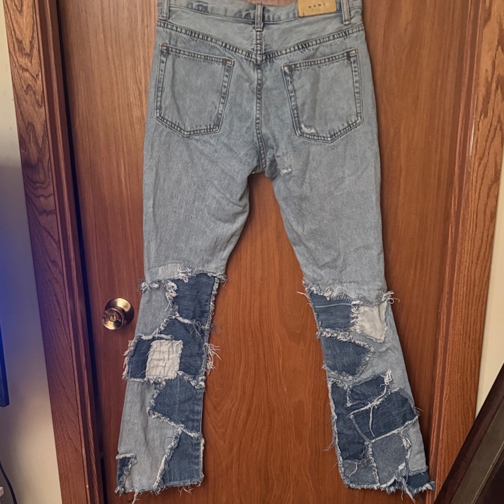 Mnml Distressed Patchwork Bootcut Jeans - Light B… - image 3